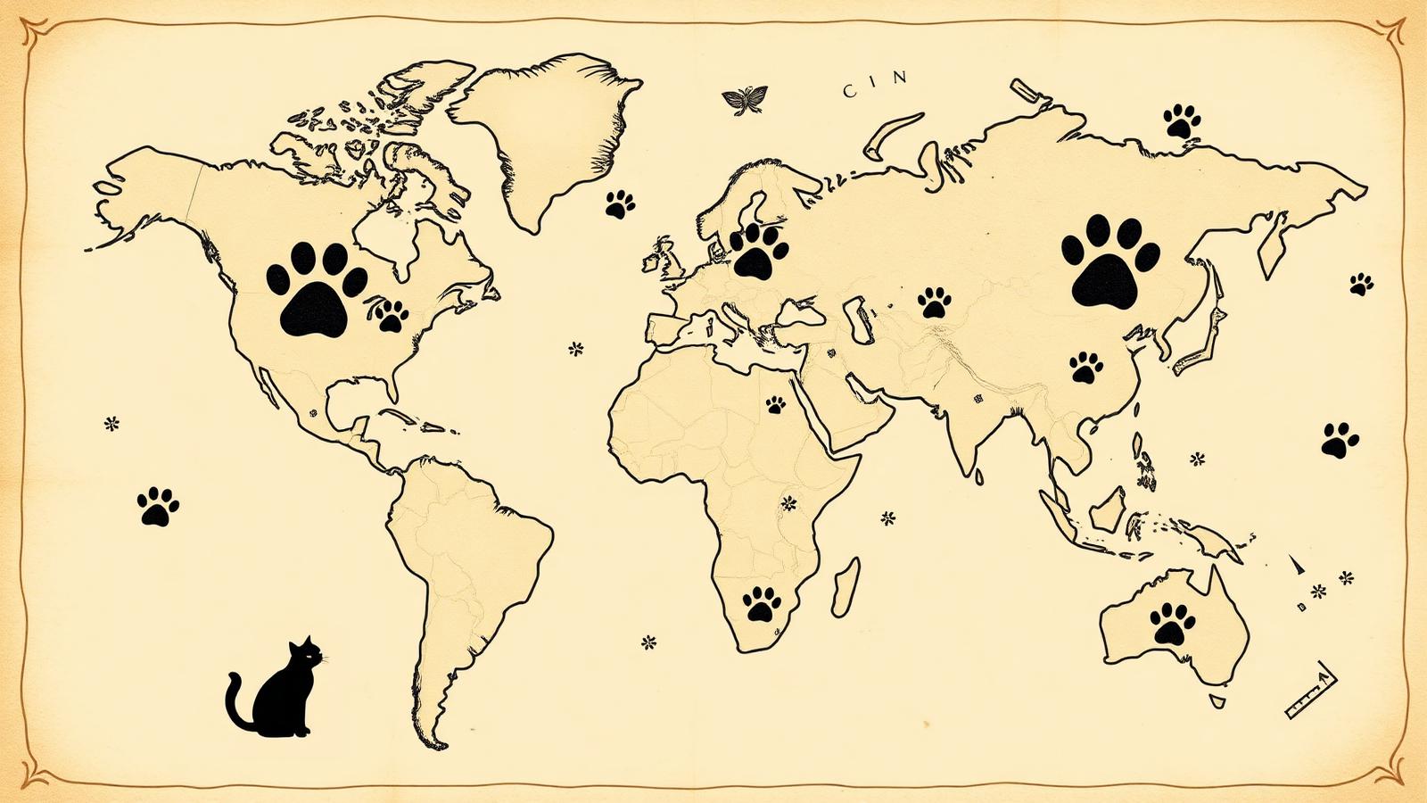 Mapa původu kočičích plemen
